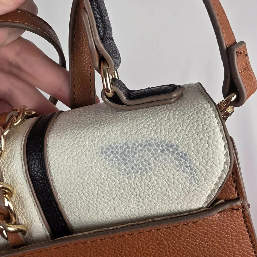 Anne Klein White & Brown Woven Crossbody w/ Detachable Wallet Pouch! - Picture 5 of 14